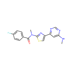 CNc1cc(-c2csc(N(C)C(=O)c3ccc(F)cc3)n2)ncn1 ZINC000045259583