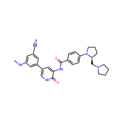 CNc1cc(C#N)cc(-c2c[nH]c(=O)c(NC(=O)c3ccc(N4CCC[C@H]4CN4CCCC4)cc3)c2)c1 ZINC000071316582