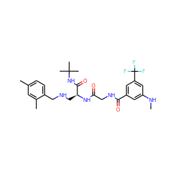 CNc1cc(C(=O)NCC(=O)N[C@@H](CNCc2ccc(C)cc2C)C(=O)NC(C)(C)C)cc(C(F)(F)F)c1 ZINC000028952456