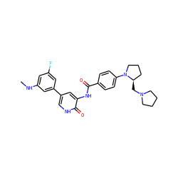 CNc1cc(F)cc(-c2c[nH]c(=O)c(NC(=O)c3ccc(N4CCC[C@H]4CN4CCCC4)cc3)c2)c1 ZINC000071296793