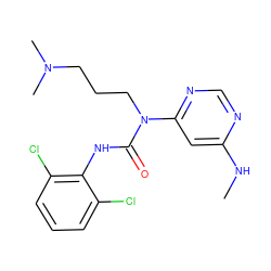 CNc1cc(N(CCCN(C)C)C(=O)Nc2c(Cl)cccc2Cl)ncn1 ZINC000036187641