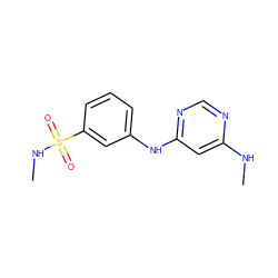 CNc1cc(Nc2cccc(S(=O)(=O)NC)c2)ncn1 ZINC000118560747