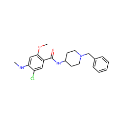 CNc1cc(OC)c(C(=O)NC2CCN(Cc3ccccc3)CC2)cc1Cl ZINC000013553252