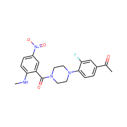 CNc1ccc([N+](=O)[O-])cc1C(=O)N1CCN(c2ccc(C(C)=O)cc2F)CC1 ZINC000016263494