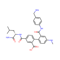 CNc1ccc(-c2ccc(C(=O)N[C@@H](CC(C)C)C(N)=O)cc2C(=O)O)c(C(=O)Nc2ccc(CN)cc2)c1 ZINC000028639758