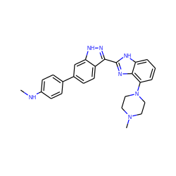 CNc1ccc(-c2ccc3c(-c4nc5c(N6CCN(C)CC6)cccc5[nH]4)n[nH]c3c2)cc1 ZINC000040913615