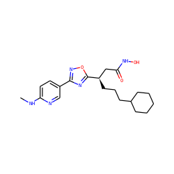 CNc1ccc(-c2noc([C@H](CCCC3CCCCC3)CC(=O)NO)n2)cn1 ZINC000028701829