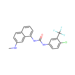 CNc1ccc2cccc(NC(=O)Nc3ccc(Cl)c(C(F)(F)F)c3)c2c1 ZINC000084603529