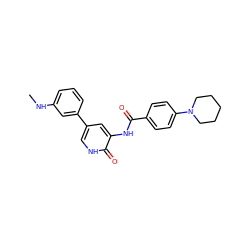 CNc1cccc(-c2c[nH]c(=O)c(NC(=O)c3ccc(N4CCCCC4)cc3)c2)c1 ZINC000071316864