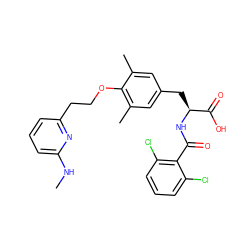 CNc1cccc(CCOc2c(C)cc(C[C@H](NC(=O)c3c(Cl)cccc3Cl)C(=O)O)cc2C)n1 ZINC000084655500