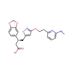 CNc1cccc(CCOc2cc(C[C@@H](CC(=O)O)c3ccc4c(c3)OCO4)on2)n1 ZINC000036269282