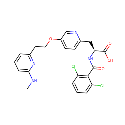 CNc1cccc(CCOc2ccc(C[C@H](NC(=O)c3c(Cl)cccc3Cl)C(=O)O)nc2)n1 ZINC000084758267