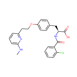 CNc1cccc(CCOc2ccc(C[C@H](NC(=O)c3ccccc3Cl)C(=O)O)cc2)n1 ZINC000084670193