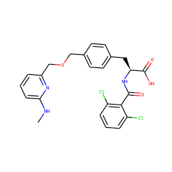 CNc1cccc(COCc2ccc(C[C@H](NC(=O)c3c(Cl)cccc3Cl)C(=O)O)cc2)n1 ZINC000084670711