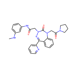 CNc1cccc(NC(=O)CN2N=C(c3ccccn3)c3ccccc3N(CC(=O)N3CCCC3)C2=O)c1 ZINC000013685048