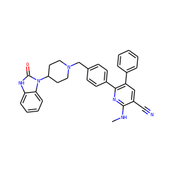 CNc1nc(-c2ccc(CN3CCC(n4c(=O)[nH]c5ccccc54)CC3)cc2)c(-c2ccccc2)cc1C#N ZINC000029126966