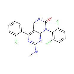 CNc1nc(-c2ccccc2Cl)c2c(n1)N(c1c(Cl)cccc1Cl)C(=O)NC2 ZINC000014962924