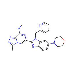 CNc1nc(-c2nc3ccc(N4CCOCC4)cc3n2Cc2ccccn2)cn2c(C)nnc12 ZINC000209332461