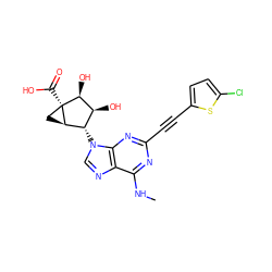 CNc1nc(C#Cc2ccc(Cl)s2)nc2c1ncn2[C@H]1[C@H](O)[C@H](O)[C@]2(C(=O)O)C[C@H]12 ZINC001772581968