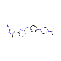 CNc1nc(C)c(-c2ccnc(Nc3ccc(N4CCN(C(C)=O)CC4)cc3)n2)s1 ZINC000038513035