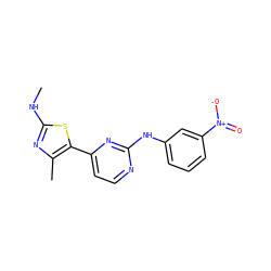 CNc1nc(C)c(-c2ccnc(Nc3cccc([N+](=O)[O-])c3)n2)s1 ZINC000013559874