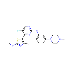 CNc1nc(C)c(-c2nc(Nc3cccc(N4CCN(C)CC4)c3)ncc2F)s1 ZINC000103291589