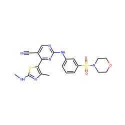 CNc1nc(C)c(-c2nc(Nc3cccc(S(=O)(=O)N4CCOCC4)c3)ncc2C#N)s1 ZINC000103291576