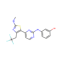CNc1nc(CC(F)(F)F)c(-c2ccnc(Nc3cccc(O)c3)n2)s1 ZINC000095601131