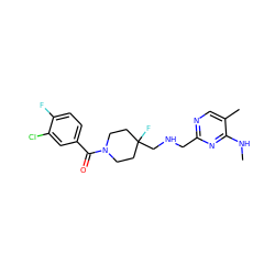 CNc1nc(CNCC2(F)CCN(C(=O)c3ccc(F)c(Cl)c3)CC2)ncc1C ZINC000028711656