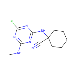 CNc1nc(Cl)nc(NC2(C#N)CCCCC2)n1 ZINC000096924114