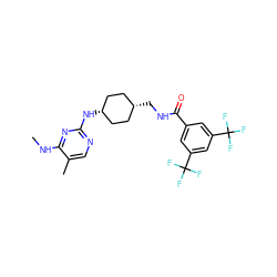 CNc1nc(N[C@H]2CC[C@@H](CNC(=O)c3cc(C(F)(F)F)cc(C(F)(F)F)c3)CC2)ncc1C ZINC000253677571