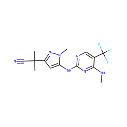 CNc1nc(Nc2cc(C(C)(C)C#N)nn2C)ncc1C(F)(F)F ZINC000205729083