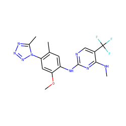 CNc1nc(Nc2cc(C)c(-n3nnnc3C)cc2OC)ncc1C(F)(F)F ZINC000169704364