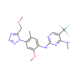 CNc1nc(Nc2cc(C)c(-n3nnnc3COC)cc2OC)ncc1C(F)(F)F ZINC000169704365