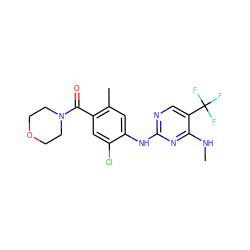 CNc1nc(Nc2cc(C)c(C(=O)N3CCOCC3)cc2Cl)ncc1C(F)(F)F ZINC000095576432