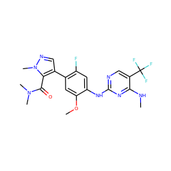 CNc1nc(Nc2cc(F)c(-c3cnn(C)c3C(=O)N(C)C)cc2OC)ncc1C(F)(F)F ZINC000169704360