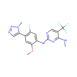 CNc1nc(Nc2cc(F)c(-c3cnnn3C)cc2OC)ncc1C(F)(F)F ZINC000169704362