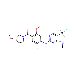 CNc1nc(Nc2cc(OC)c(C(=O)N3CC[C@H](OC)C3)cc2Cl)ncc1C(F)(F)F ZINC000149113552