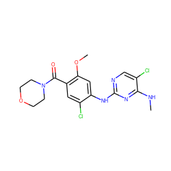 CNc1nc(Nc2cc(OC)c(C(=O)N3CCOCC3)cc2Cl)ncc1Cl ZINC000169705191