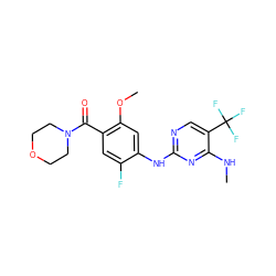 CNc1nc(Nc2cc(OC)c(C(=O)N3CCOCC3)cc2F)ncc1C(F)(F)F ZINC000095579172