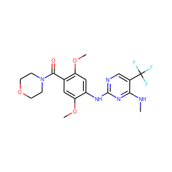 CNc1nc(Nc2cc(OC)c(C(=O)N3CCOCC3)cc2OC)ncc1C(F)(F)F ZINC000095575295