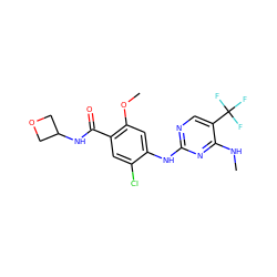 CNc1nc(Nc2cc(OC)c(C(=O)NC3COC3)cc2Cl)ncc1C(F)(F)F ZINC000169705105