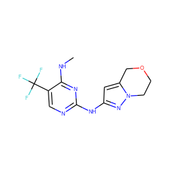 CNc1nc(Nc2cc3n(n2)CCOC3)ncc1C(F)(F)F ZINC000205911255