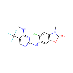 CNc1nc(Nc2cc3oc(=O)n(C)c3cc2Cl)ncc1C(F)(F)F ZINC000169704562