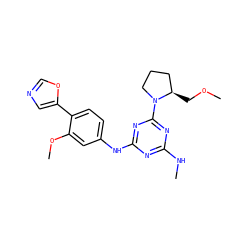 CNc1nc(Nc2ccc(-c3cnco3)c(OC)c2)nc(N2CCC[C@H]2COC)n1 ZINC000013445199