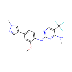 CNc1nc(Nc2ccc(-c3cnn(C)c3)cc2OC)ncc1C(F)(F)F ZINC000169704315