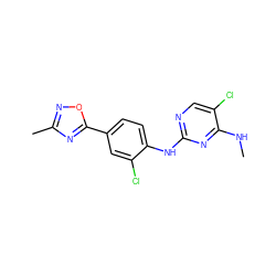 CNc1nc(Nc2ccc(-c3nc(C)no3)cc2Cl)ncc1Cl ZINC000169704353