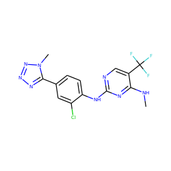 CNc1nc(Nc2ccc(-c3nnnn3C)cc2Cl)ncc1C(F)(F)F ZINC000095577398