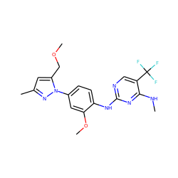 CNc1nc(Nc2ccc(-n3nc(C)cc3COC)cc2OC)ncc1C(F)(F)F ZINC000169704367