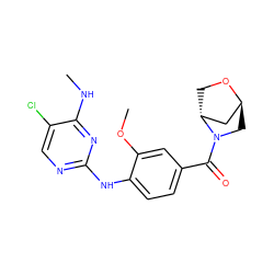 CNc1nc(Nc2ccc(C(=O)N3C[C@H]4C[C@H]3CO4)cc2OC)ncc1Cl ZINC000149549500